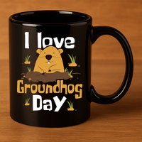 I Love Groundhog Day Funny Woodchuck Groundhog Day 11oz C Handle Ceramic Mug