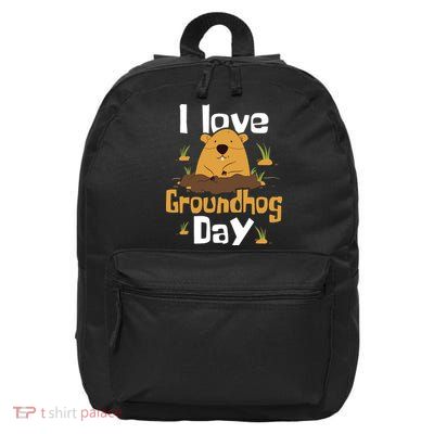 I Love Groundhog Day Funny Woodchuck Groundhog Day 16 in Basic Backpack