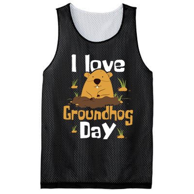 I Love Groundhog Day Funny Woodchuck Groundhog Day Mesh Reversible Basketball Jersey Tank