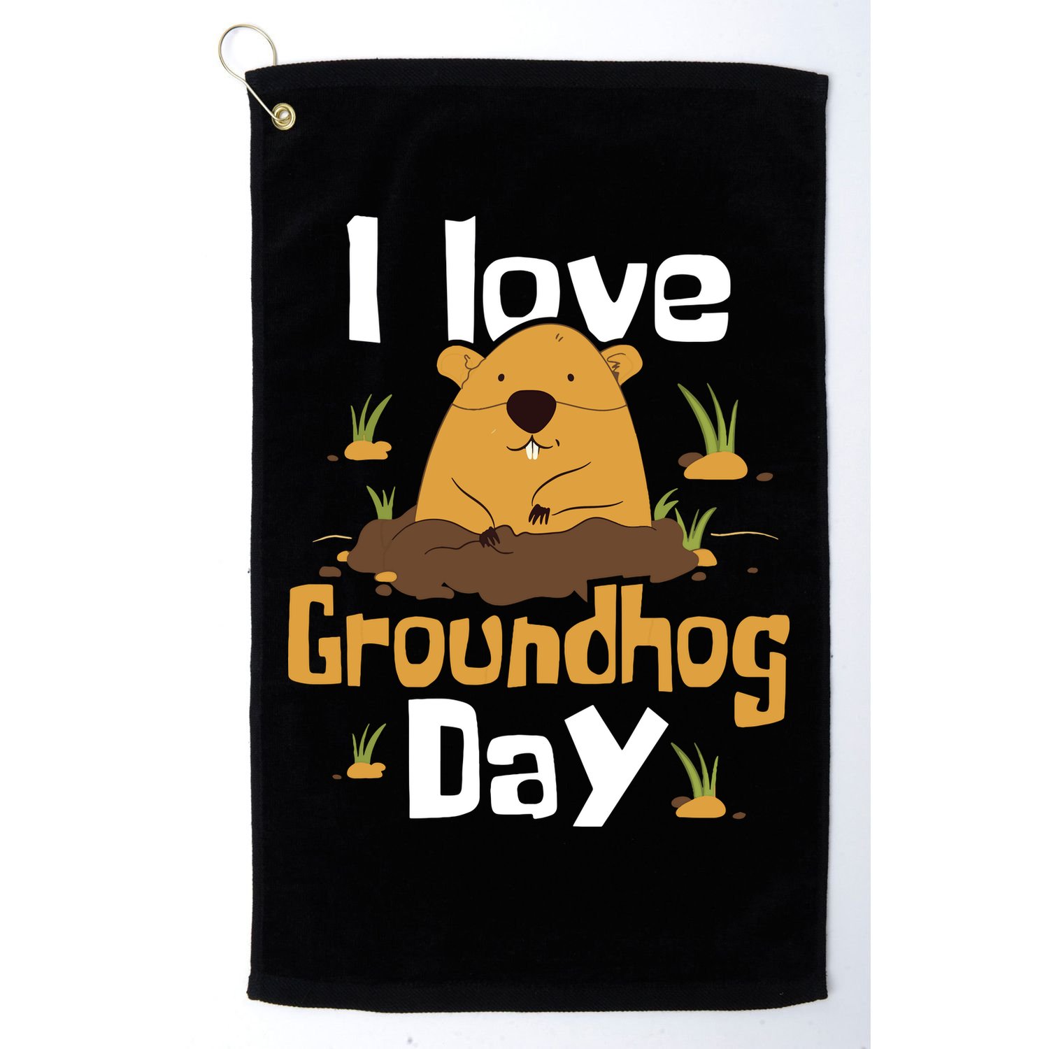 I Love Groundhog Day Funny Woodchuck Groundhog Day Golf Towel