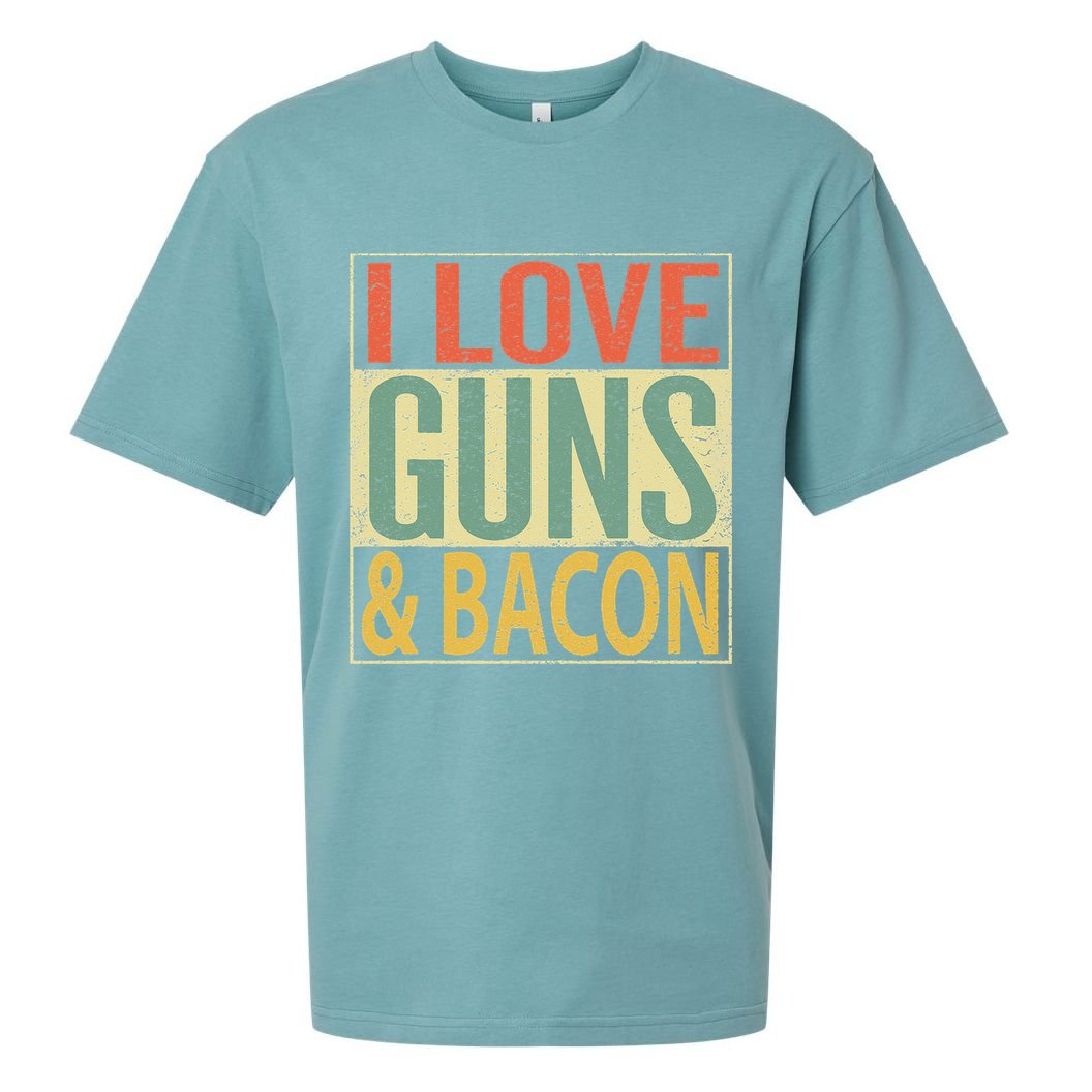 I Love Guns And Bacon Funny Gun Lover Gift Sueded Cloud Jersey T-Shirt