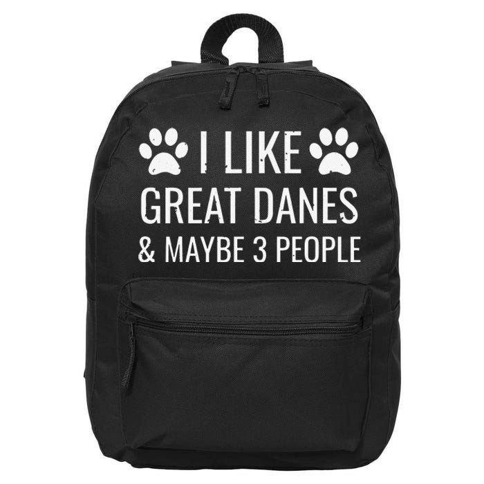 I Like Great Danes & Maybe 3 People Funny Puppy Dog Gift 16 in Basic Backpack