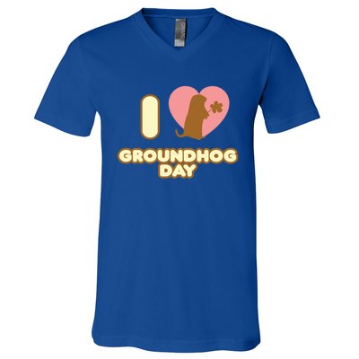 I Love Groundhog Day February 2 Groundhog Day February Gift V-Neck T-Shirt