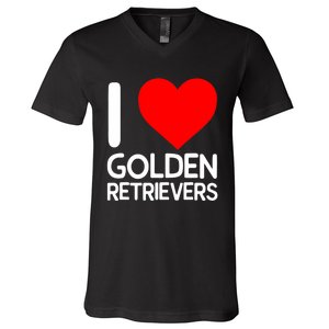 I Love Golden Retrievers V-Neck T-Shirt