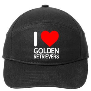 I Love Golden Retrievers 7-Panel Snapback Hat