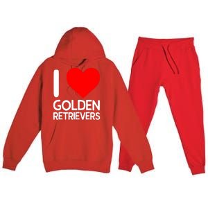 I Love Golden Retrievers Premium Hooded Sweatsuit Set