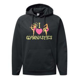 I Love Gymnastics Children Gymnast Lover Cheerleader Performance Fleece Hoodie