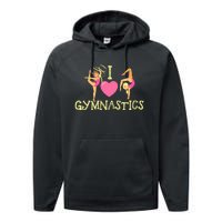 I Love Gymnastics Children Gymnast Lover Cheerleader Performance Fleece Hoodie