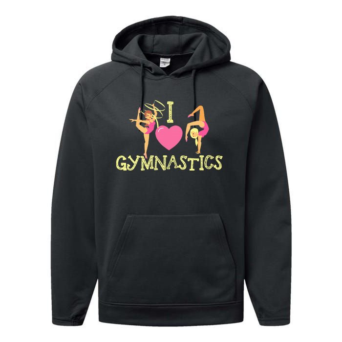 I Love Gymnastics Children Gymnast Lover Cheerleader Performance Fleece Hoodie