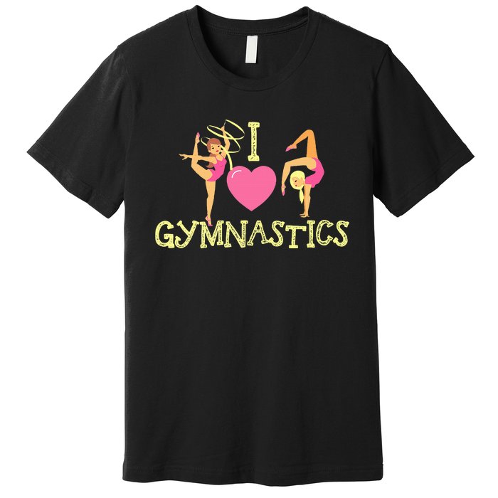 I Love Gymnastics Children Gymnast Lover Cheerleader Premium T-Shirt