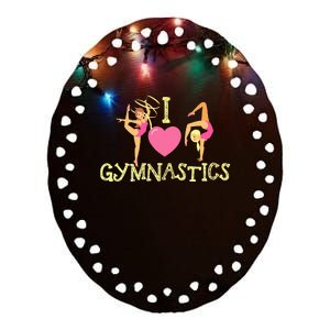 I Love Gymnastics Children Gymnast Lover Cheerleader Ceramic Oval Ornament