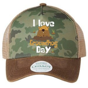 I Love Groundhog Day Funny Woodchuck Groundhog Day Legacy Tie Dye Trucker Hat