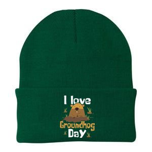 I Love Groundhog Day Funny Woodchuck Groundhog Day Knit Cap Winter Beanie