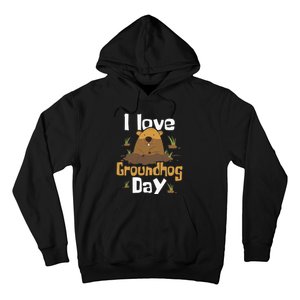 I Love Groundhog Day Funny Woodchuck Groundhog Day Hoodie