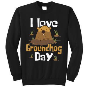 I Love Groundhog Day Funny Woodchuck Groundhog Day Sweatshirt