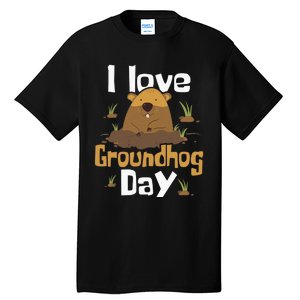 I Love Groundhog Day Funny Woodchuck Groundhog Day Tall T-Shirt