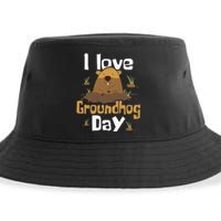 I Love Groundhog Day Funny Woodchuck Groundhog Day Sustainable Bucket Hat