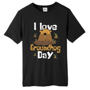 I Love Groundhog Day Funny Woodchuck Groundhog Day Tall Fusion ChromaSoft Performance T-Shirt