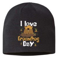 I Love Groundhog Day Funny Woodchuck Groundhog Day Sustainable Beanie