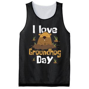 I Love Groundhog Day Funny Woodchuck Groundhog Day Mesh Reversible Basketball Jersey Tank