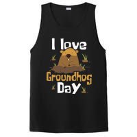 I Love Groundhog Day Funny Woodchuck Groundhog Day PosiCharge Competitor Tank