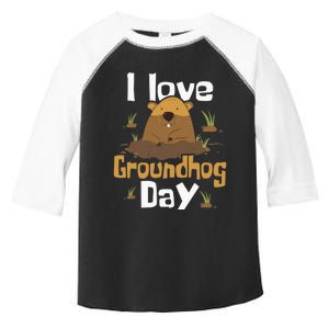 I Love Groundhog Day Funny Woodchuck Groundhog Day Toddler Fine Jersey T-Shirt