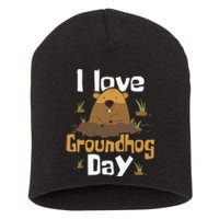 I Love Groundhog Day Funny Woodchuck Groundhog Day Short Acrylic Beanie