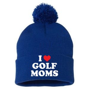 I Love Golf Moms Funny Design Gift Pom Pom 12in Knit Beanie