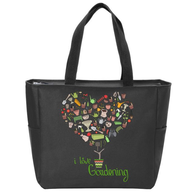 I Love Gardening Potted Bush Of Gardening Zip Tote Bag