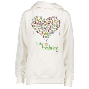 I Love Gardening Potted Bush Of Gardening Womens Funnel Neck Pullover Hood