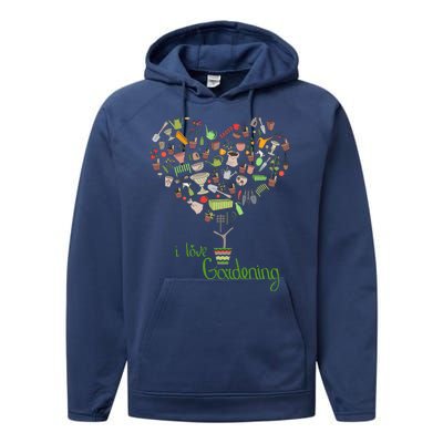 I Love Gardening Potted Bush Of Gardening Performance Fleece Hoodie