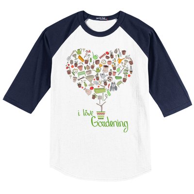 I Love Gardening Potted Bush Of Gardening Baseball Sleeve Shirt