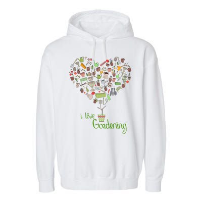 I Love Gardening Potted Bush Of Gardening Garment-Dyed Fleece Hoodie