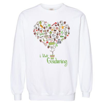 I Love Gardening Potted Bush Of Gardening Garment-Dyed Sweatshirt