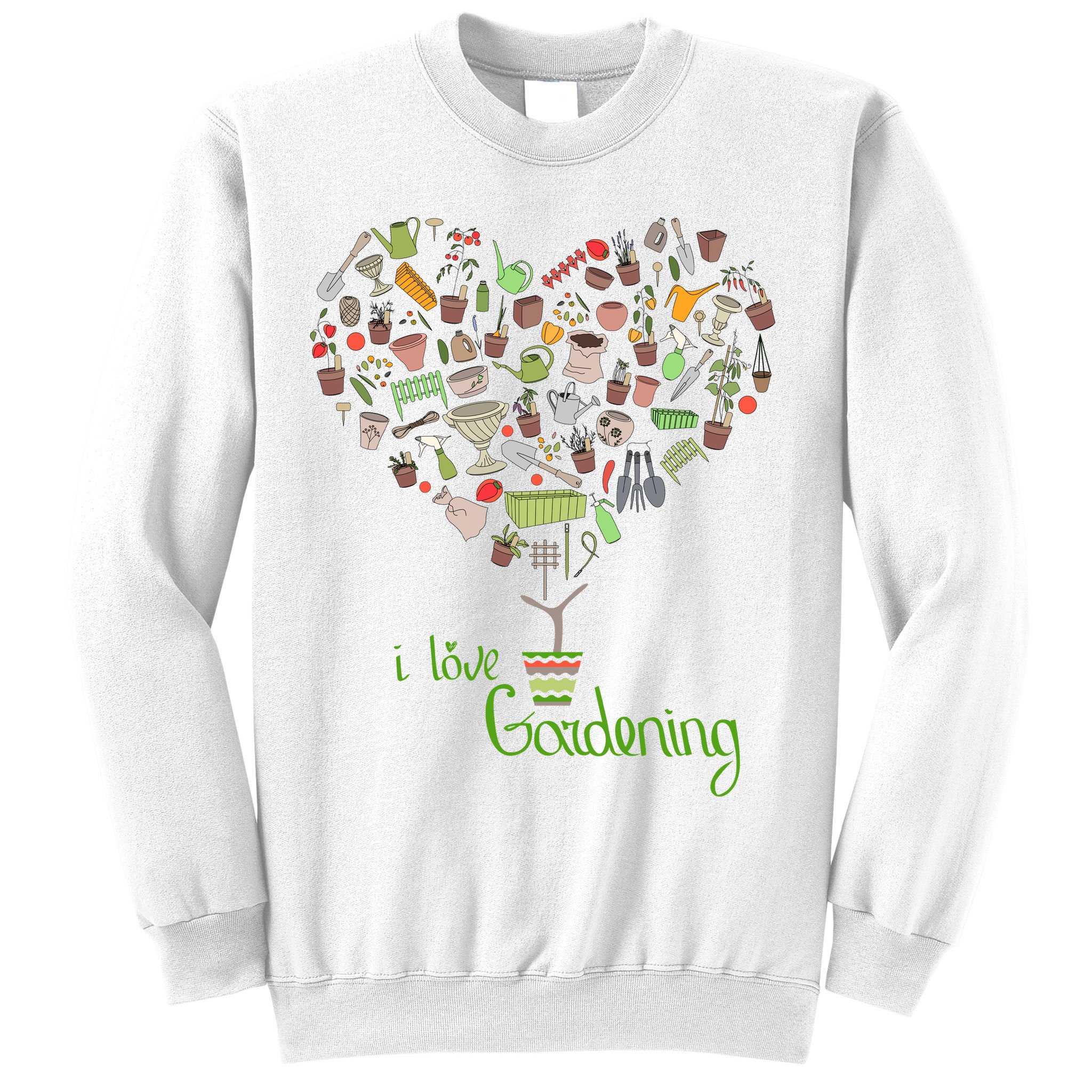 I Love Gardening Potted Bush Of Gardening Sweatshirt