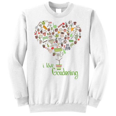 I Love Gardening Potted Bush Of Gardening Sweatshirt