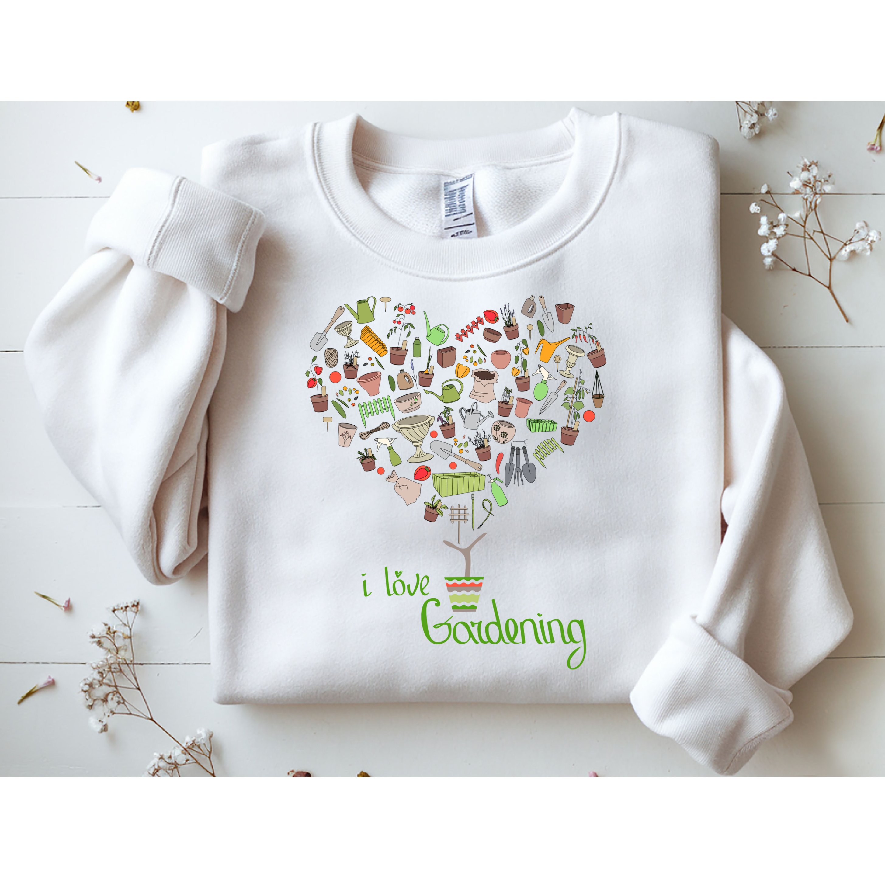 I Love Gardening Potted Bush Of Gardening Sweatshirt