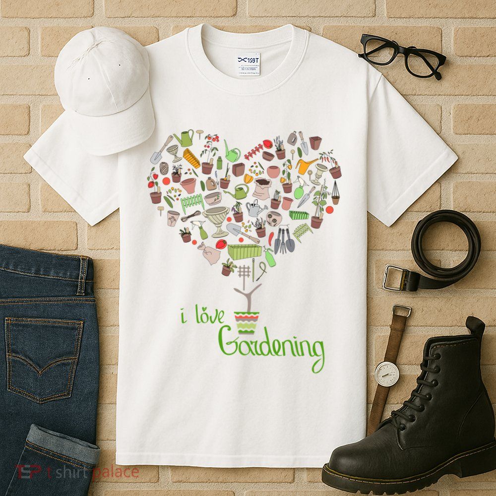 I Love Gardening Potted Bush Of Gardening Tall T-Shirt