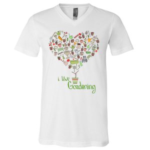 I Love Gardening Potted Bush Of Gardening V-Neck T-Shirt