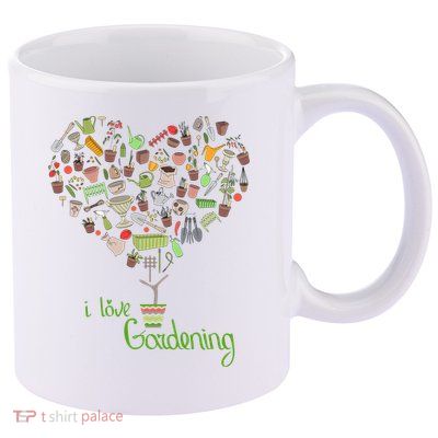 I Love Gardening Potted Bush Of Gardening 11oz C Handle Ceramic Mug