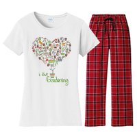 I Love Gardening Potted Bush Of Gardening Women's Flannel Pajama Set