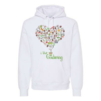 I Love Gardening Potted Bush Of Gardening Premium Hoodie