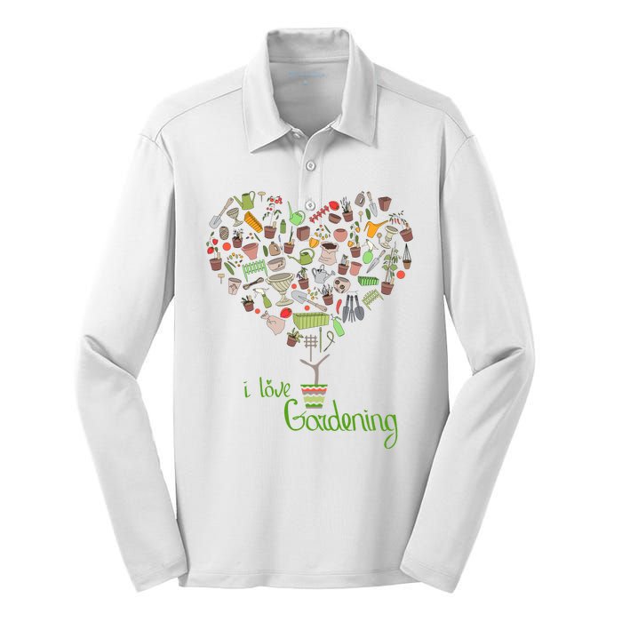 I Love Gardening Potted Bush Of Gardening Silk Touch Performance Long Sleeve Polo