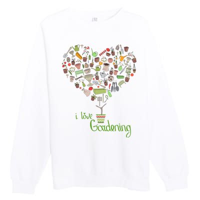 I Love Gardening Potted Bush Of Gardening Premium Crewneck Sweatshirt