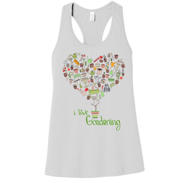 I Love Gardening Potted Bush Of Gardening Women's Racerback Tank