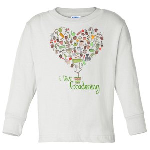 I Love Gardening Potted Bush Of Gardening Toddler Long Sleeve Shirt