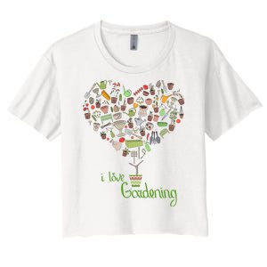 I Love Gardening Potted Bush Of Gardening Women's Crop Top Tee