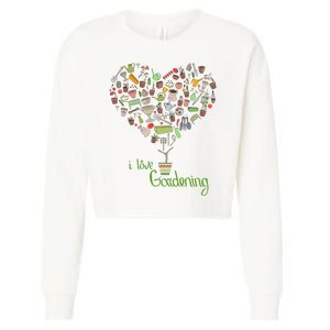 I Love Gardening Potted Bush Of Gardening Cropped Pullover Crew