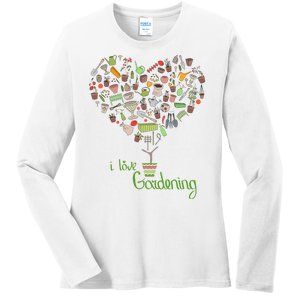 I Love Gardening Potted Bush Of Gardening Ladies Long Sleeve Shirt