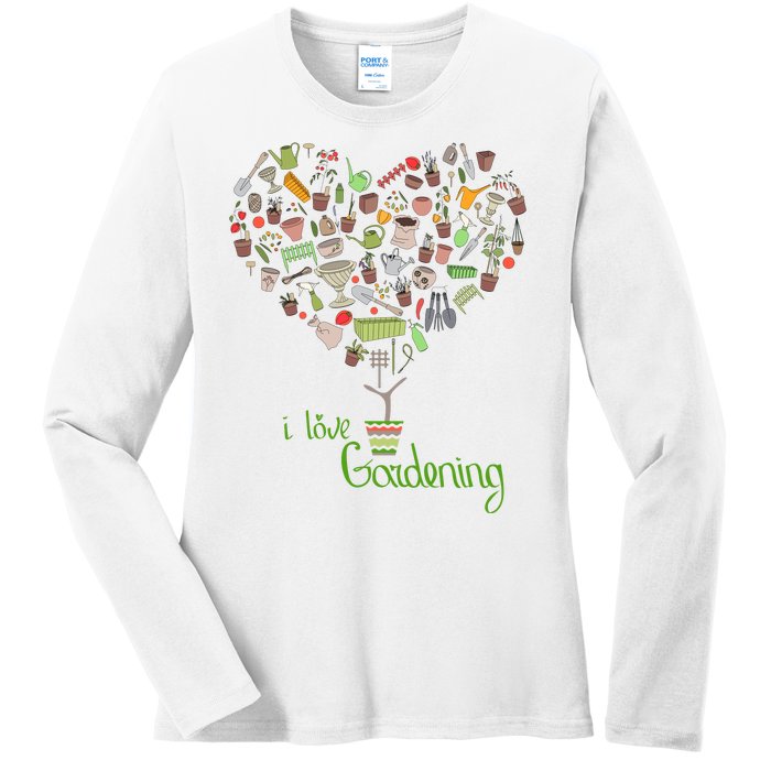 I Love Gardening Potted Bush Of Gardening Ladies Long Sleeve Shirt